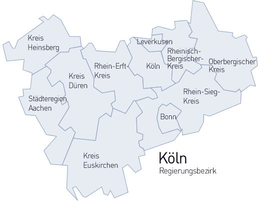 Karte des Regierungsbezirks Köln